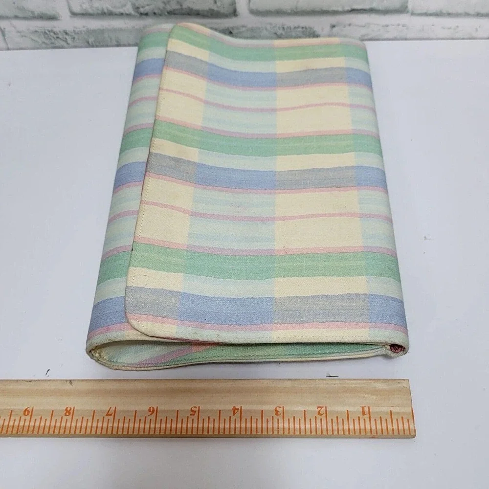 Vintage 80s Margaret‎ Smith Maine Pastel Stripe Canvas Clutch Handbag Fold Over